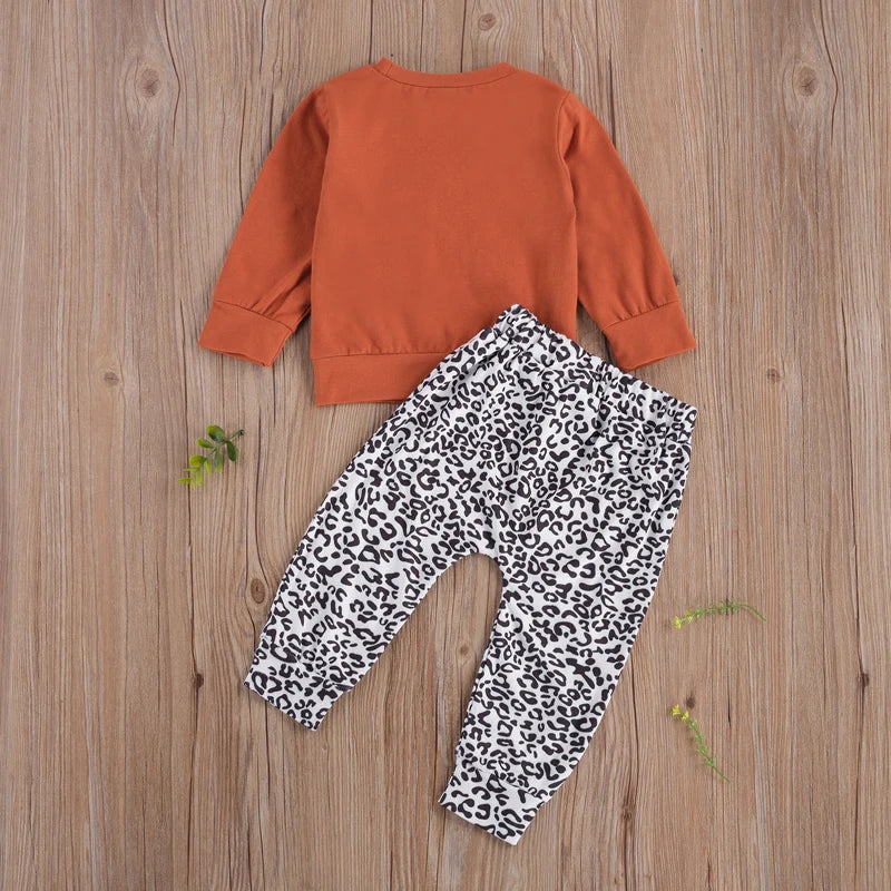 Long Sleeve Rainbow Top & Leopard Pants Outfit