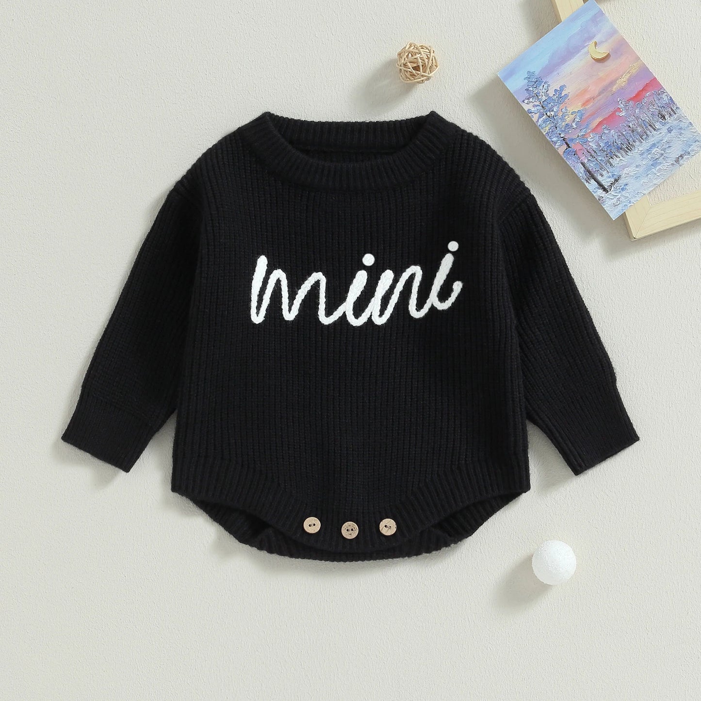 Embroidered Mini Sweater Rompers