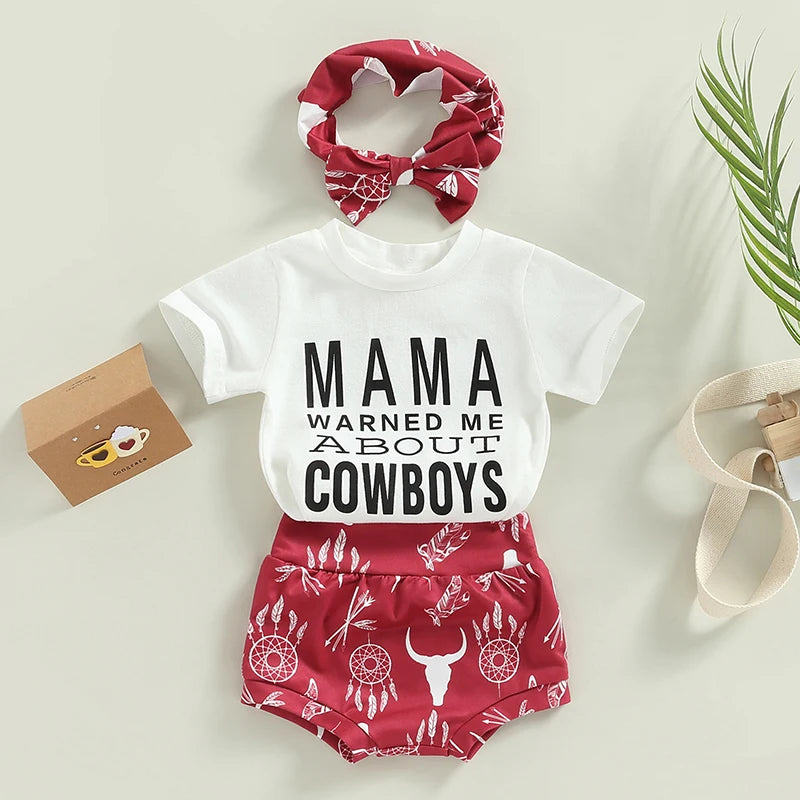 Baby Short Sleeve T-shirt & Cattle Print Shorts