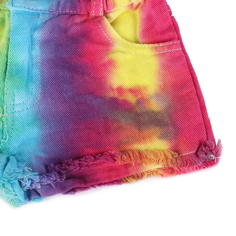 Girls Sleeveless Tie Dye Top & Denim Shorts